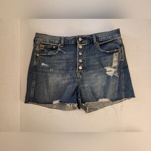 Womens GAP Blue Distressed Jean Shorts